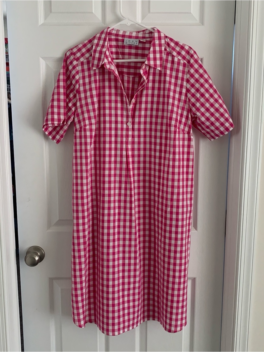 Joan Rivers Pink and White Gingham Dress Size Medium